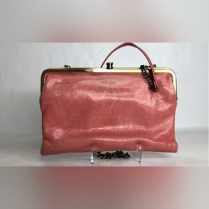 HOBO Coral Leather Wristlet with Brass Trim